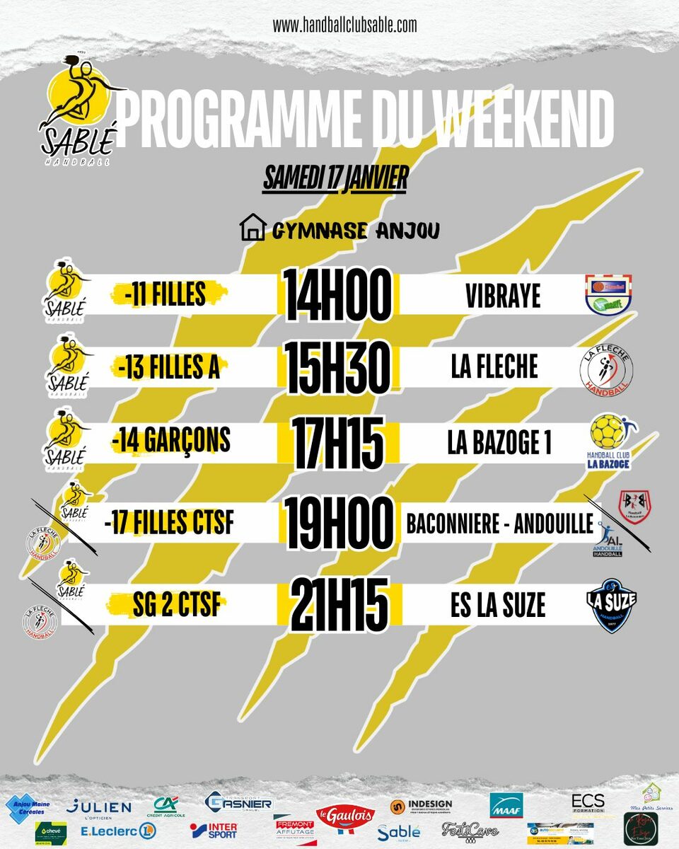 les matchs du Week-end venez nous soutenir vous serez tous les bienvenus