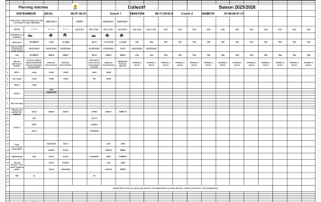 Calendrier des U11 au 8 Octobre