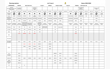 calendrier général des 13 A au 12 Octobre