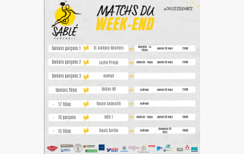 Les matchs du week-end venez nous soutenir vous serez tous les bienvenus